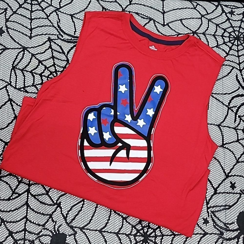 Kid's Patriotic Peace Sign Tank Top Boy's Size XL (14/16)